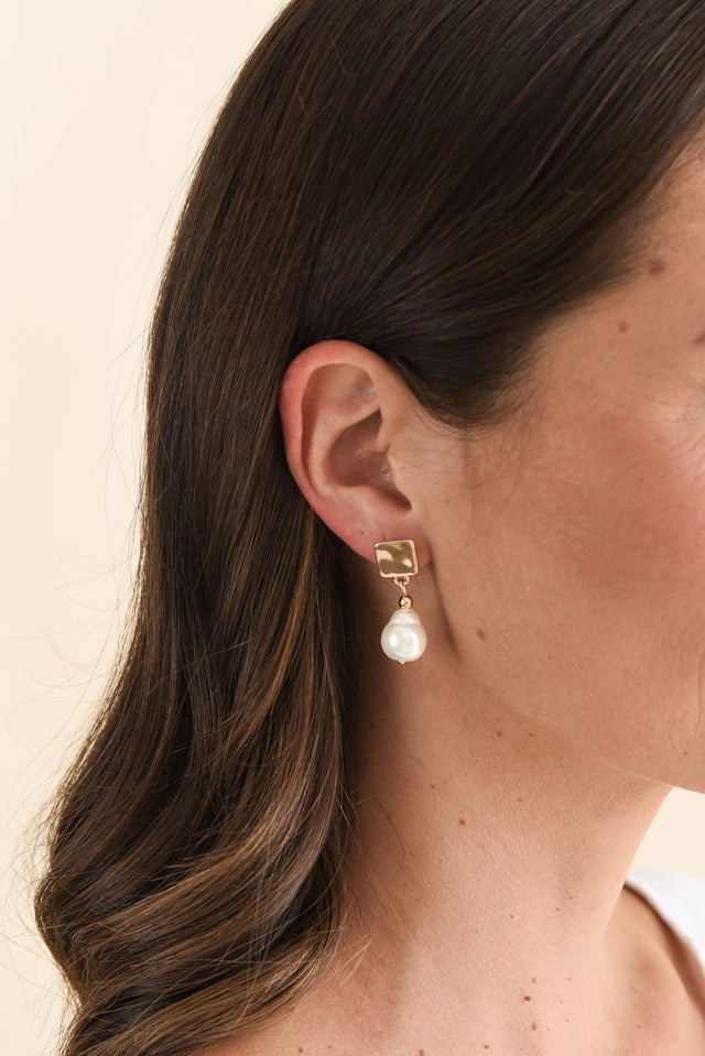 Corrie Gold Pearl Drop Earrings