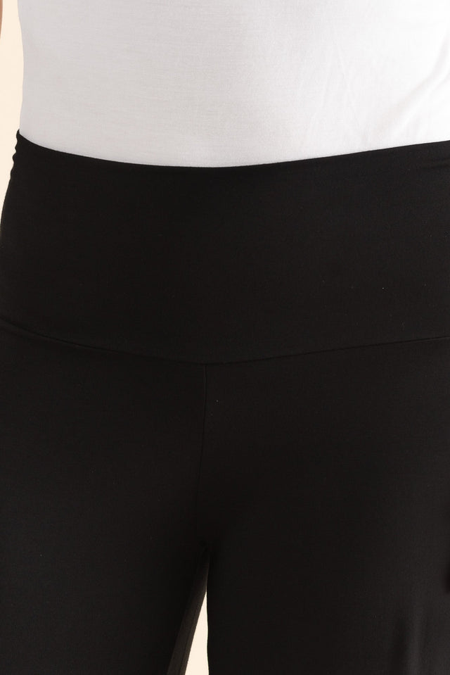 Cory Black Bamboo Wide Leg Pants,Detail,Brunette model,alt text|model:MJ image 7