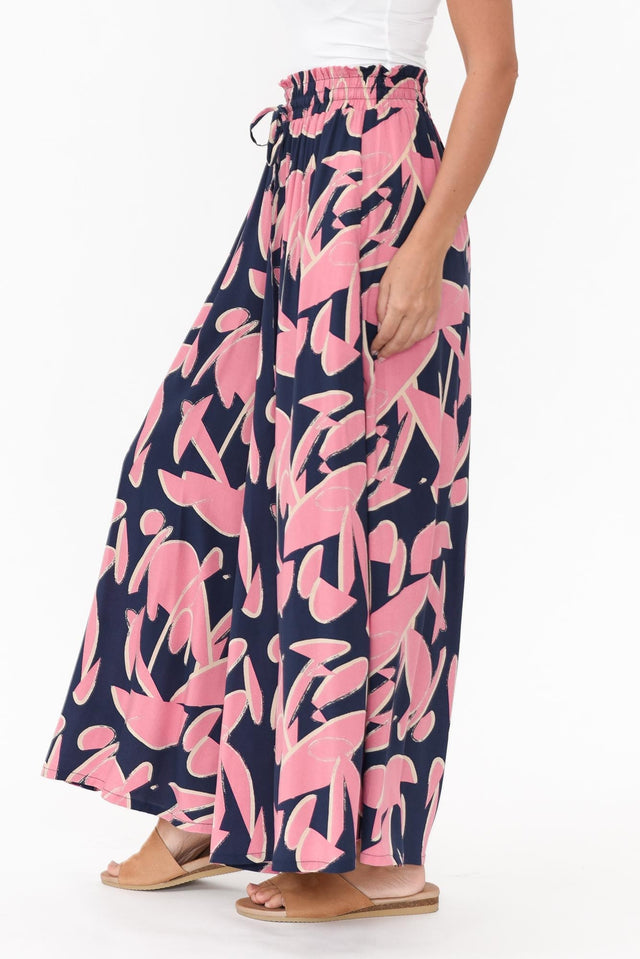 Cotswold Navy Abstract Wide Leg Pants image 4