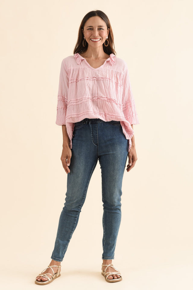 Courtney Dark Denim Stretch Jeans,Full Body,Brunette model,alt text|model:Cara image 8