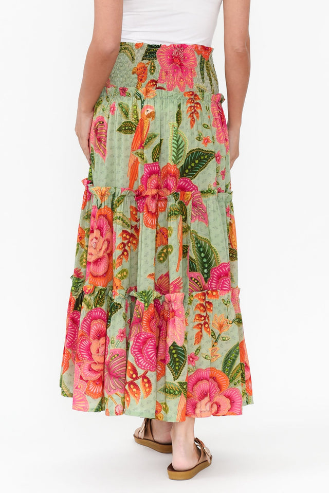 Cruz Green Floral Tiered Skirt