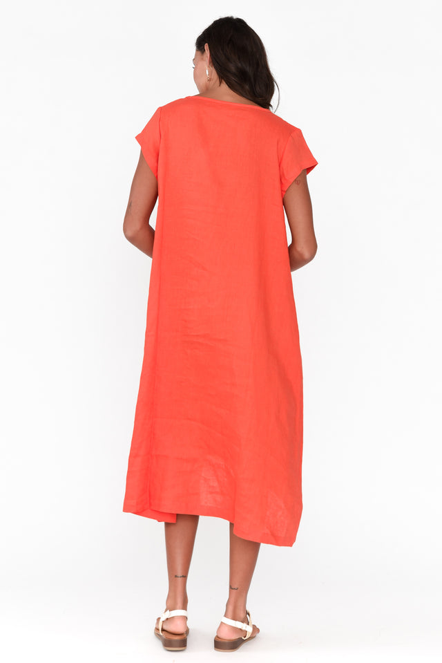 Curran Orange Linen Pocket Dress image 4