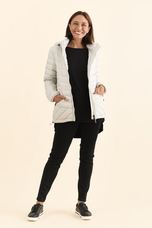 Cushla Grey Down Puffer Jacket,Brunette model,alt text|model:Cara image 3