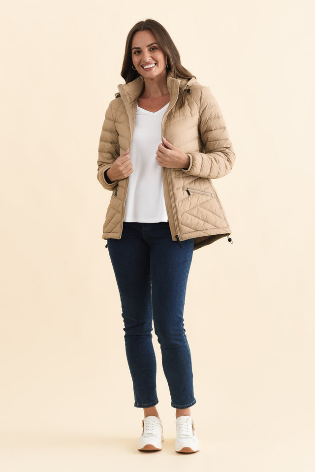Cushla Oat Down Puffer Jacket,Brunette model,alt text|model:MJ image 3