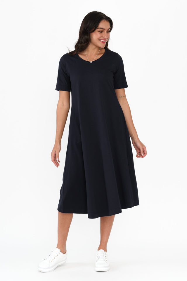Cynthia Navy Cotton Tee Dress,Brunette model,alt text|model:Brontie image 8