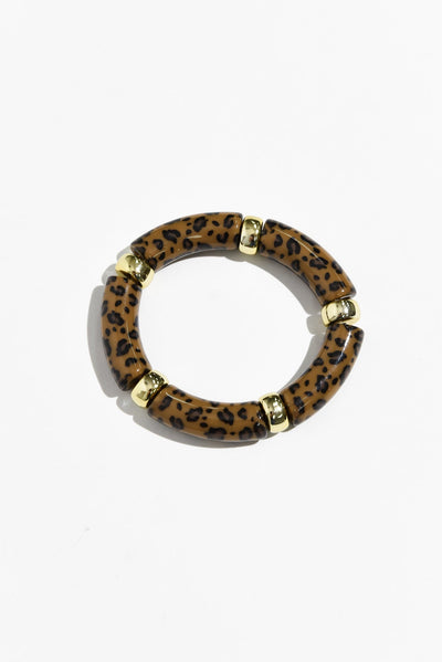 Dakota Brown Leopard Beaded Bracelet
