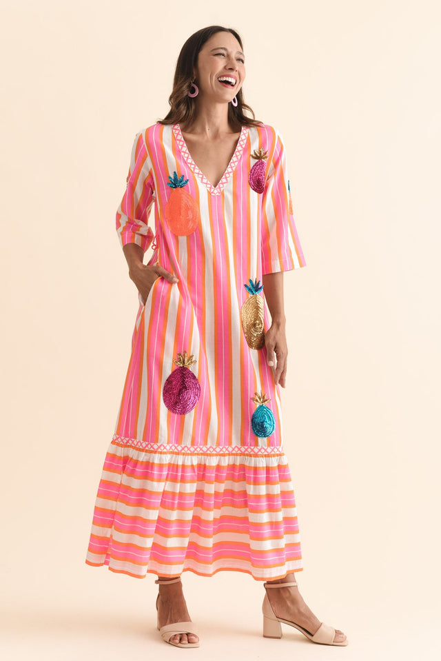 Dakota Pink Pineapple Sequin Cotton Dress banner image