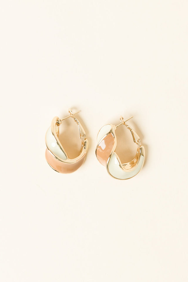 Dallas Mocha Enamel Hoop Earrings image 1
