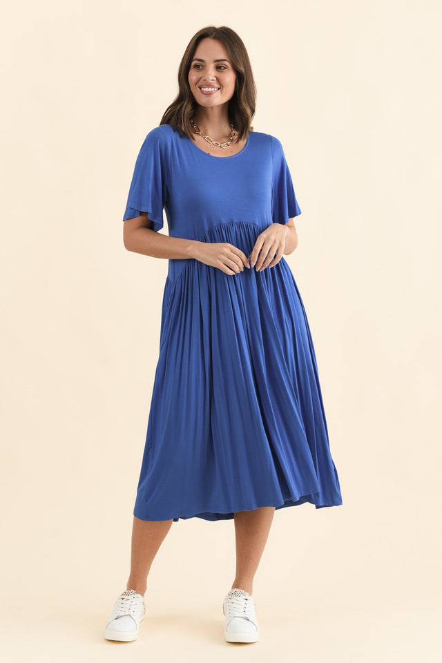 Dalton Cobalt Crescent Dress,Brunette model,alt text|model:MJ image 8