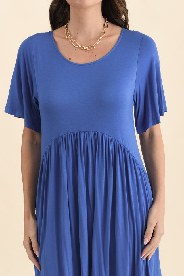 Dalton Cobalt Crescent Dress,Brunette model,alt text|model:MJ image 7