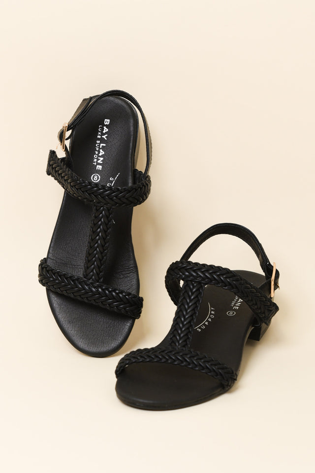 Damzel Black Leather Woven Sandal