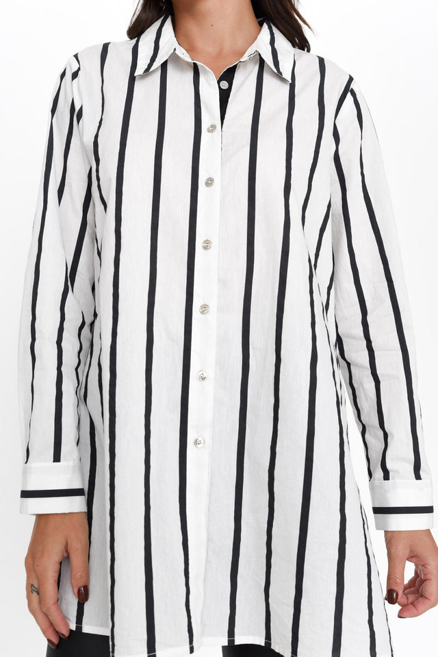 Dayanna Black Stripe Cotton Blend Shirt
