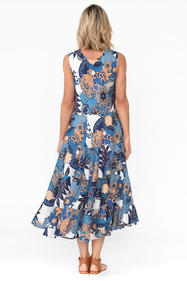 Daydream Blue Blossom Cotton Midi Dress