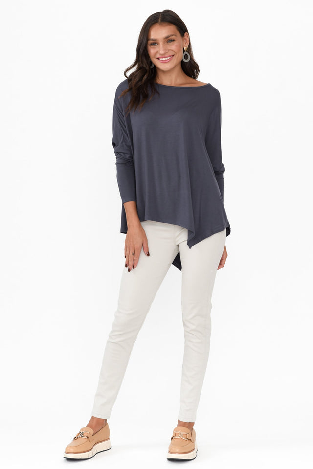 Deep Blue Bamboo Relaxed Boatneck Top image 7
