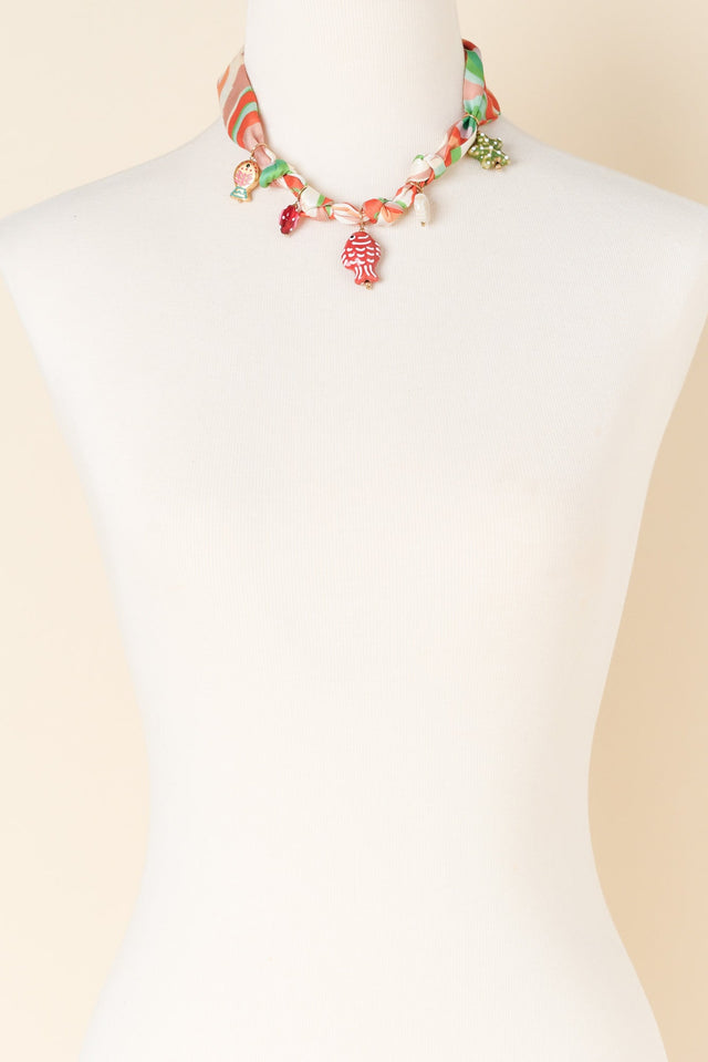 Denise Orange Sea Fabric Necklace image 2