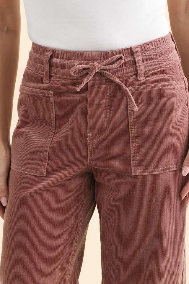 Denny Dusty Pink Corduroy Barrel Jeans,Brunette model,alt text|model:MJ image 6