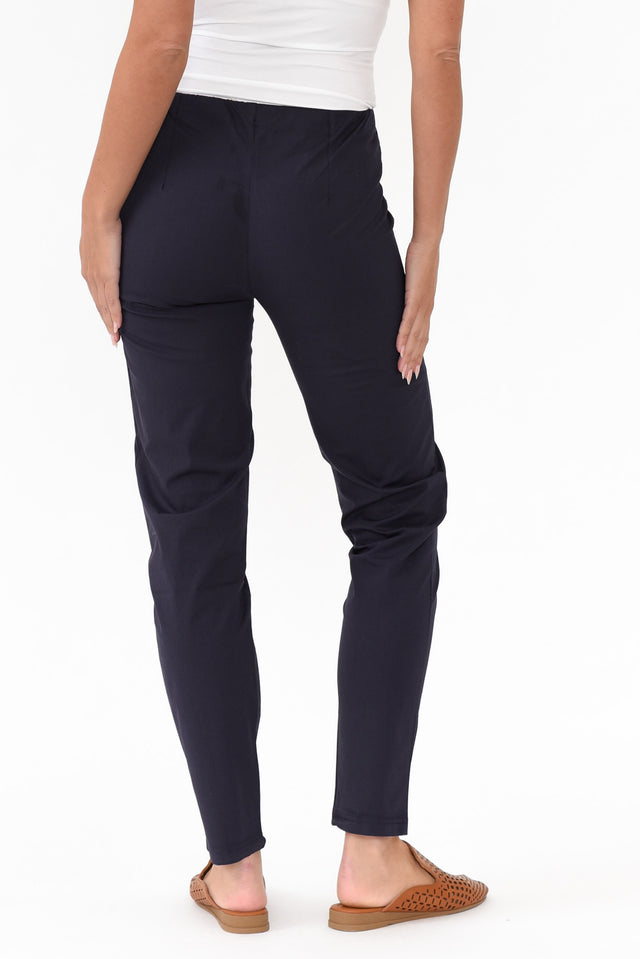 Jensen Navy Cotton Stretch Pants - Blue Bungalow NZ