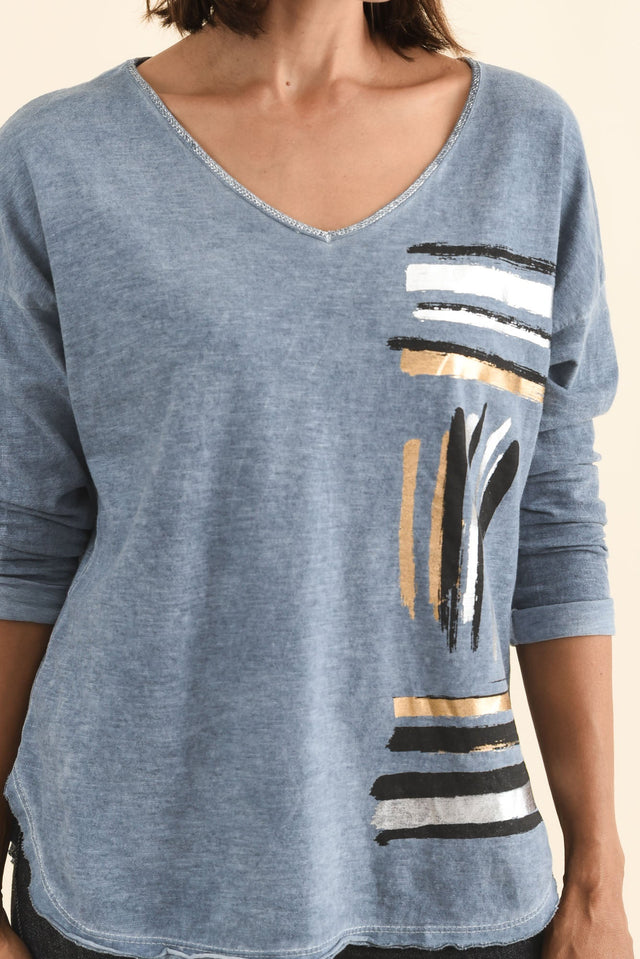 Devon Steel Brush Stroke Cotton Top,Brunette model,alt text|model:Cara image 6
