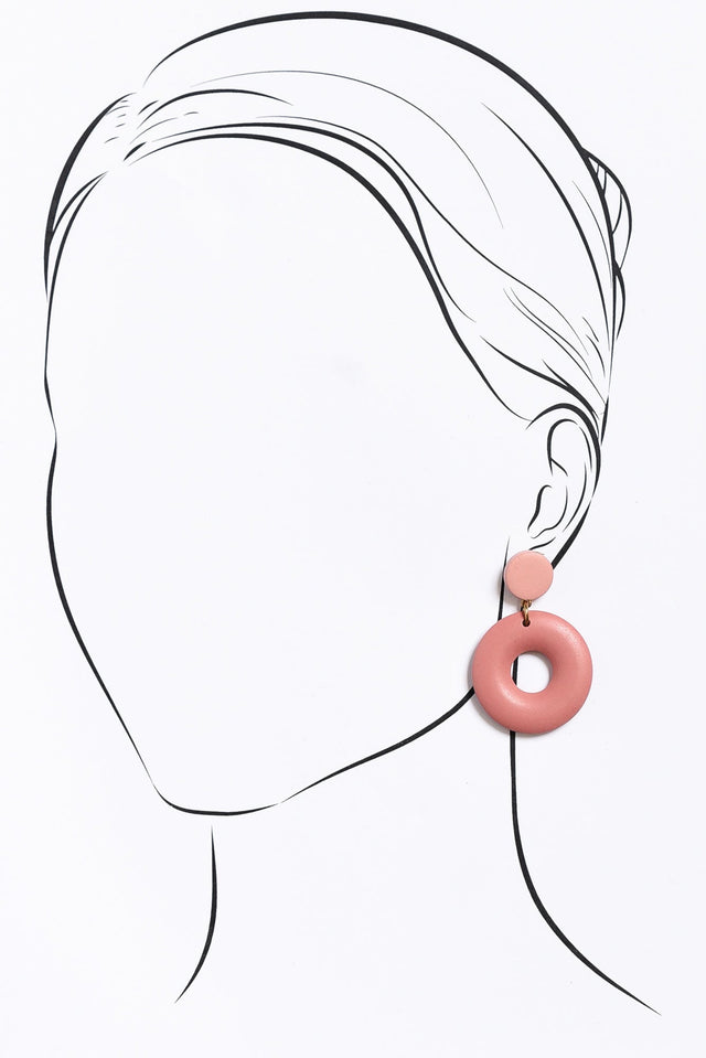 Dia Pink Circle Drop Earrings image 2