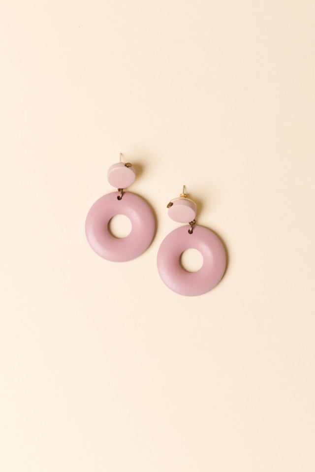 Dia Pink Circle Drop Earrings