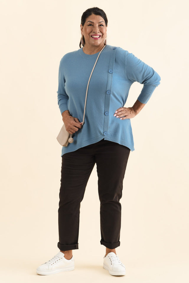 Dianne Blue Button Knit Jumper,Brunette model,alt text|model:Pilita image 9