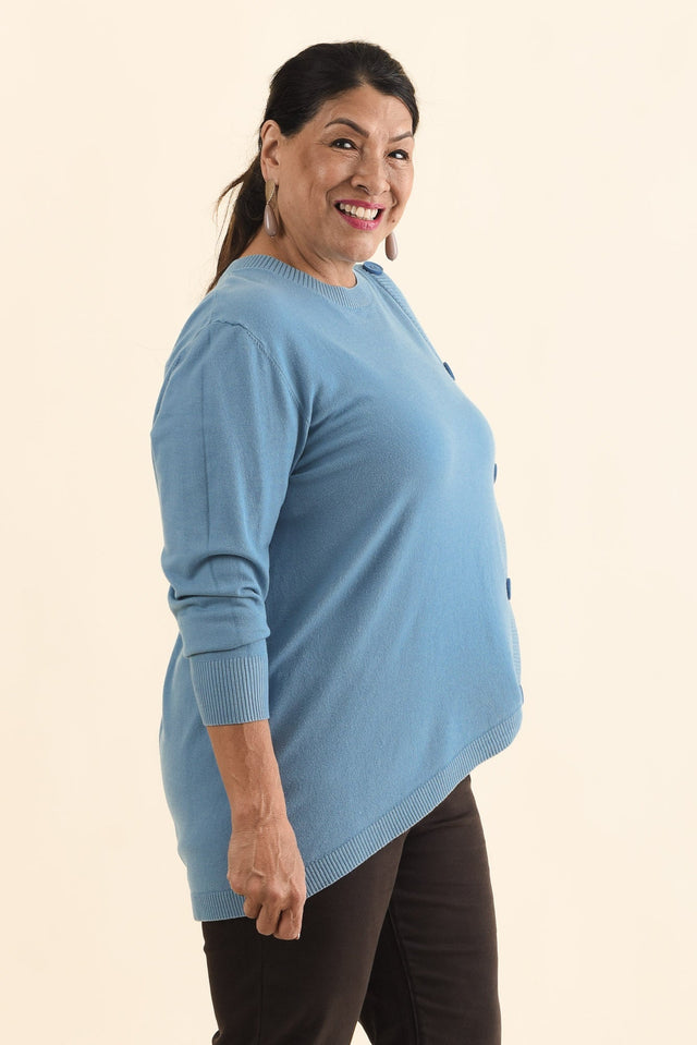 Dianne Blue Button Knit Jumper,Brunette model,alt text|model:Pilita image 10