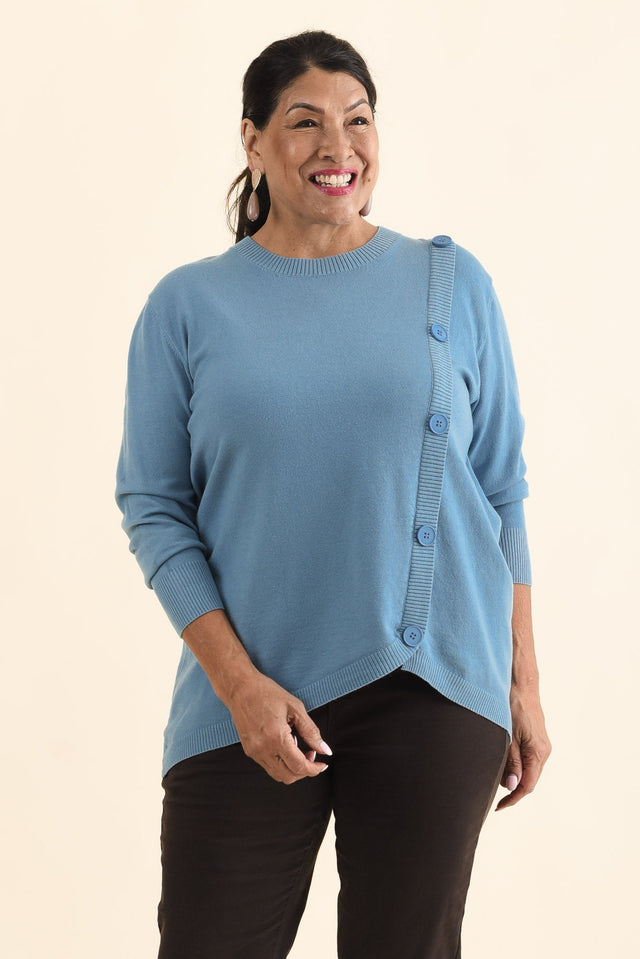 Dianne Blue Button Knit Jumper,Brunette model,alt text|model:Pilita image 8