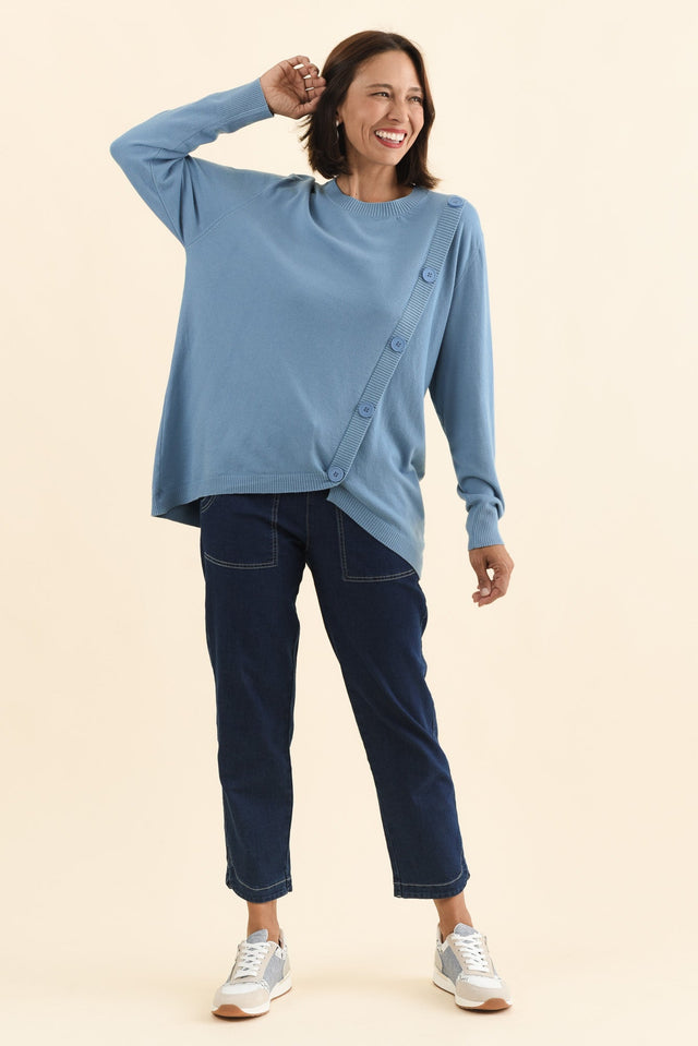 Dianne Blue Button Knit Jumper,Brunette model,alt text|model:Cara image 7