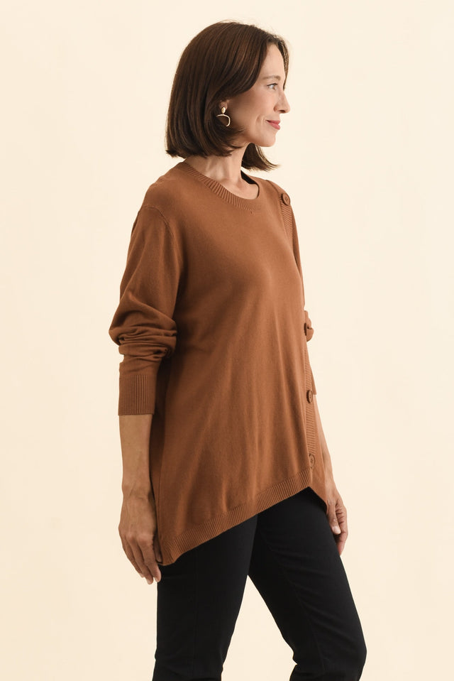 Dianne Chocolate Button Knit Jumper,Brunette model,alt text|model:Cara image 5