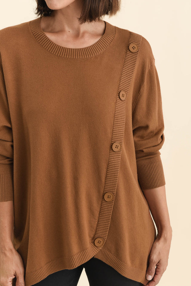 Dianne Chocolate Button Knit Jumper,Brunette model,alt text|model:Cara image 7