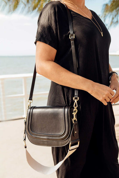 Dickens Black Leather Crossbody Bag