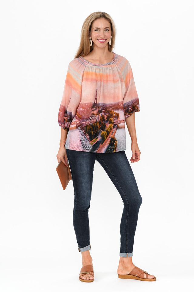 Dinah Pink Paris Linen Blend Top