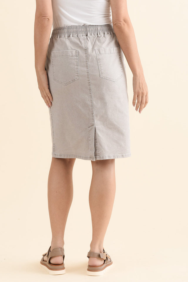 Dinah Washed Natural Cotton Drawstring Skirt,Back,Brunette model,alt text|model:MJ image 5