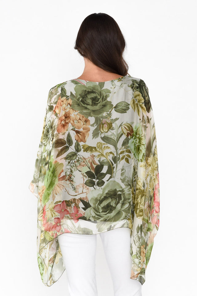 Dinu Green Floral Silk Layer Top