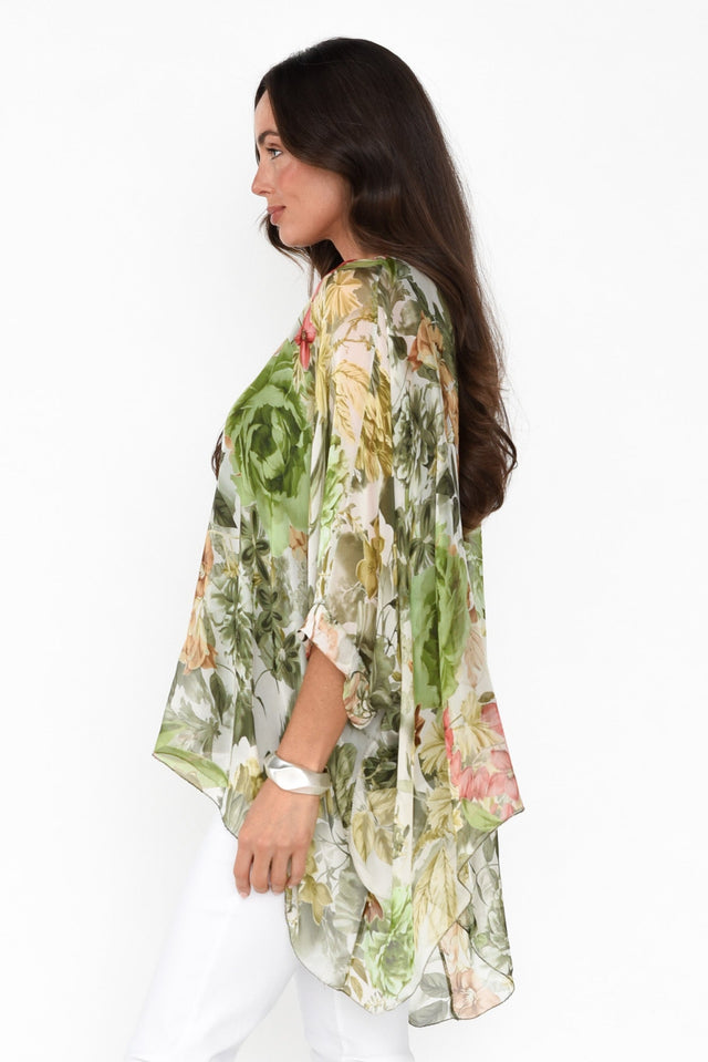 Dinu Green Floral Silk Layer Top