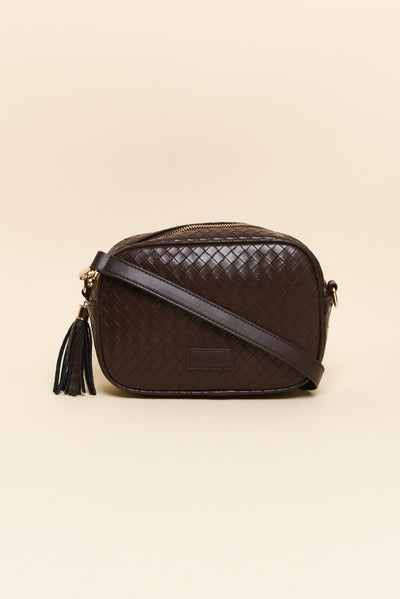 Disco Brown Woven Crossbody Bag