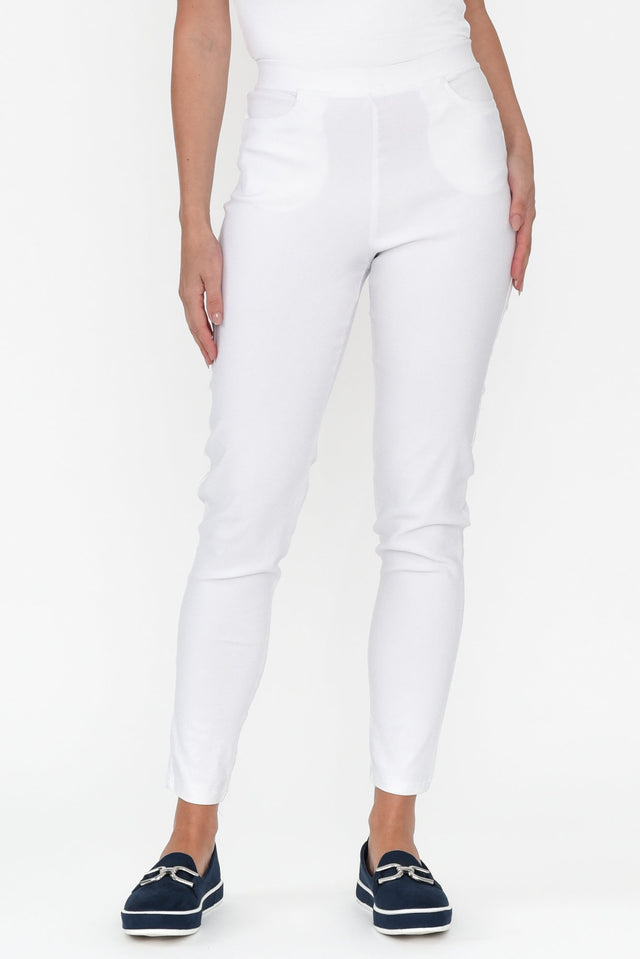 Dixon White Cotton Stretch Pants image 10