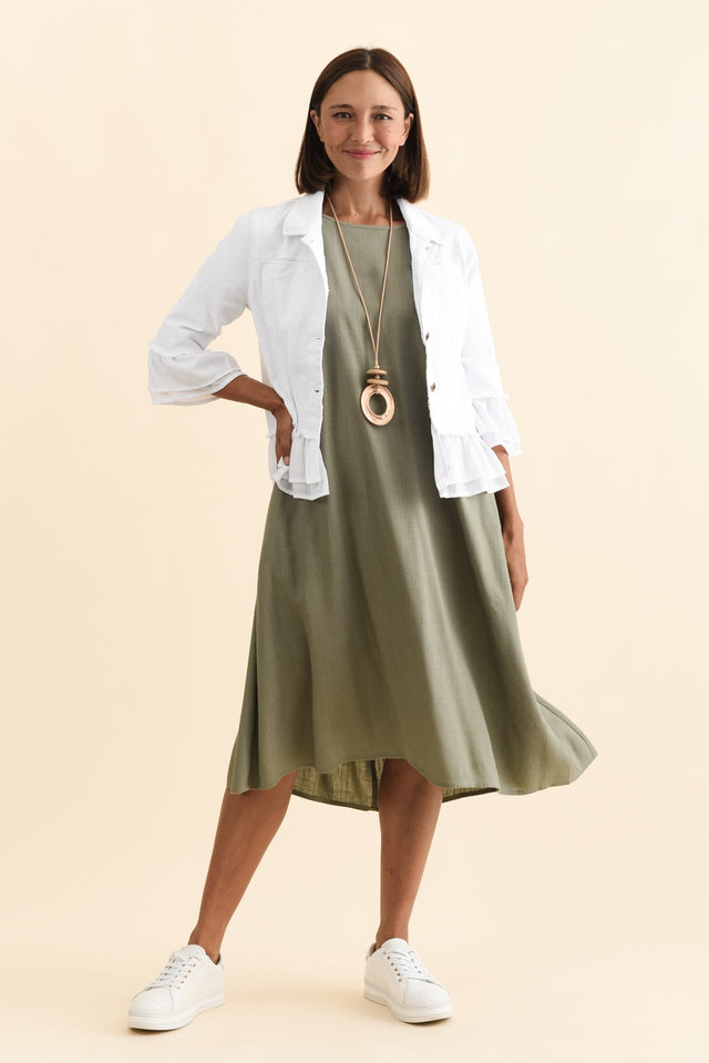 Dolores White Cotton Frill Jacket,Brunette model,alt text|model:Cara image 7