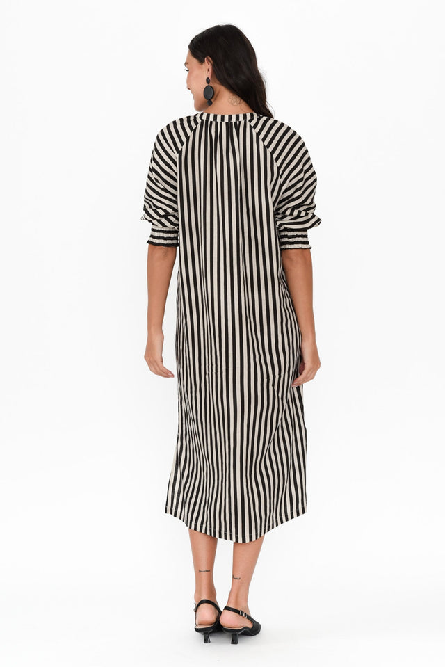 Dorothea Black Stripe Linen Blend Dress image 6