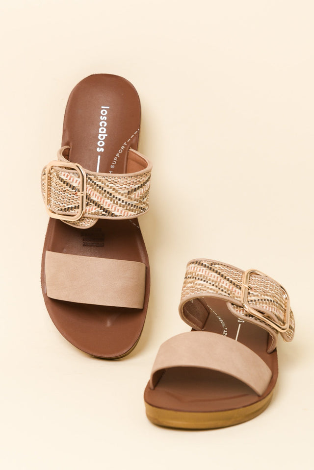 Doti Taupe Abstract Buckle Slide