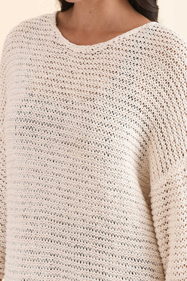 Dream Cream Knit Sleeved Dress,Detail,Brunette model,alt text|model:Brontie image 5