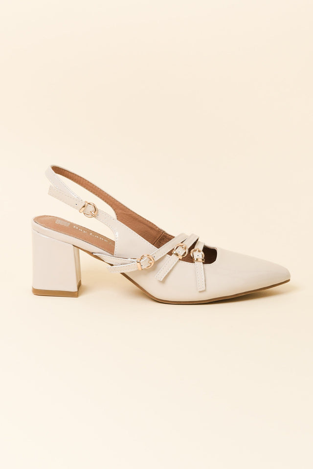 Duchess Bone Patent Leather Slingback Heel
