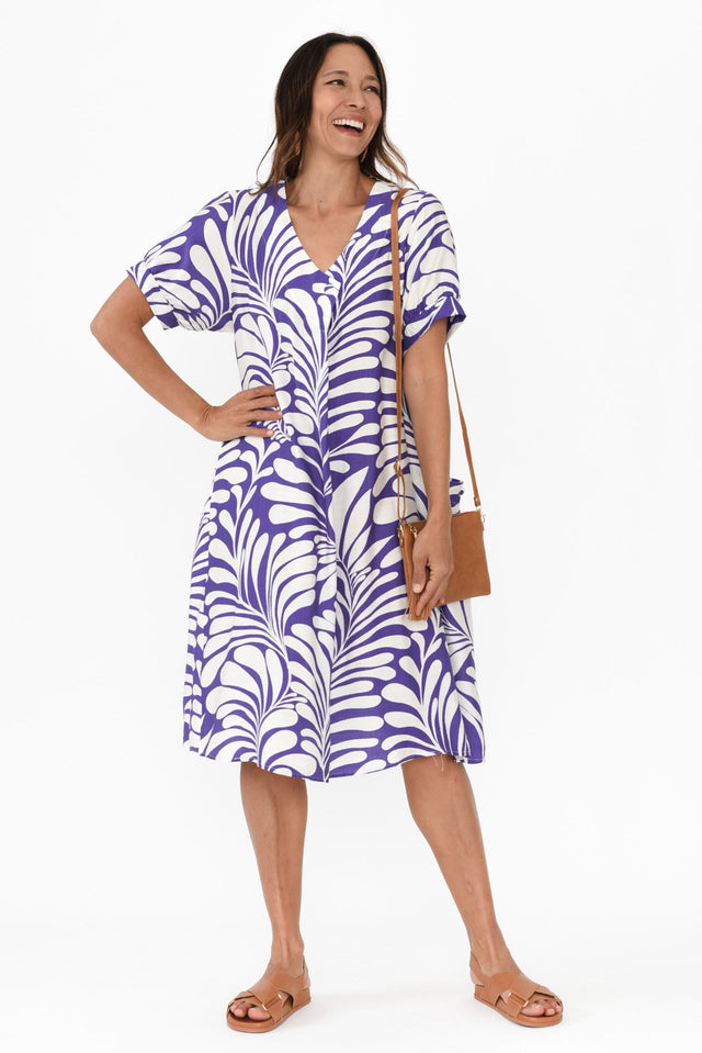 Dulce Blue Swirl Pocket Dress,Brunette model,alt text|model:Cara image 3