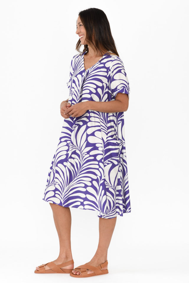 Dulce Blue Swirl Pocket Dress,Brunette model,alt text|model:Cara image 4