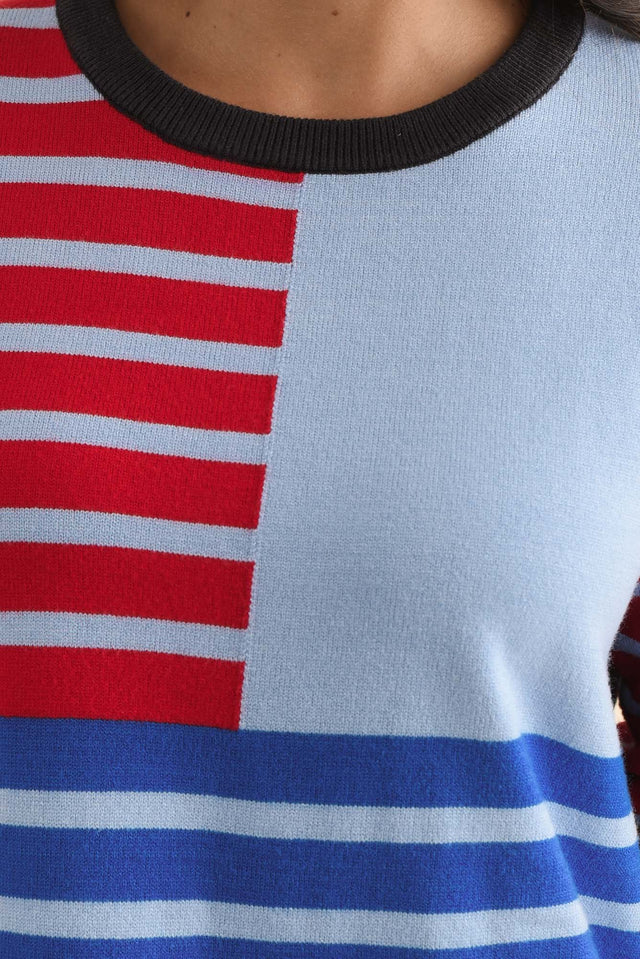 Effie Blue Stripe Knit Jumper,Brunette model,alt text|model:Brontie image 7