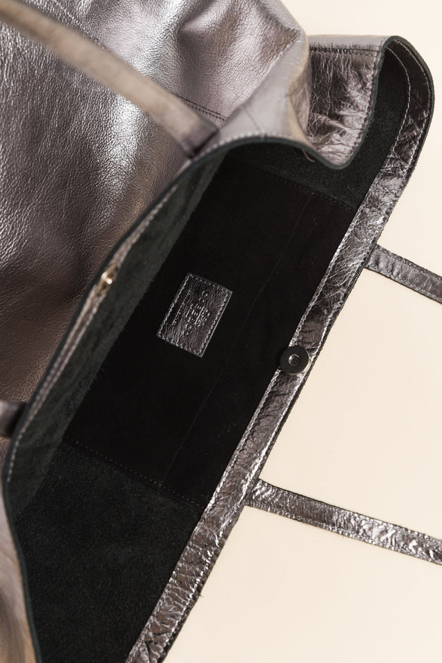 Elara Grey Metallic Tote Bag image 3