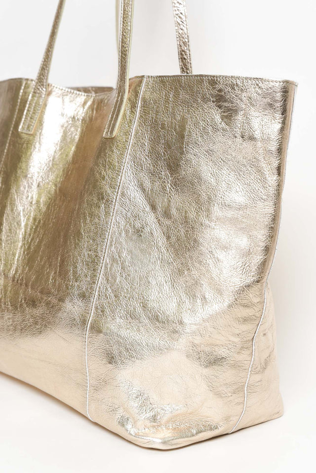 Elara Champagne Metallic Tote Bag image 3