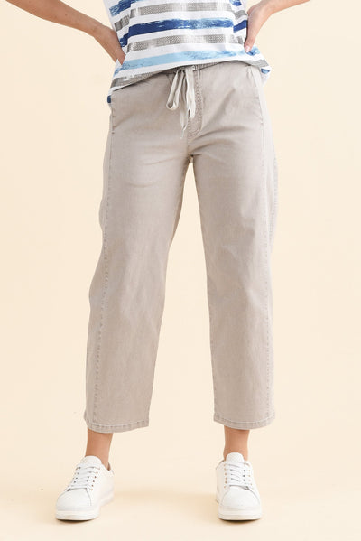 Eleanor Washed Natural Drawstring 7/8 Pants