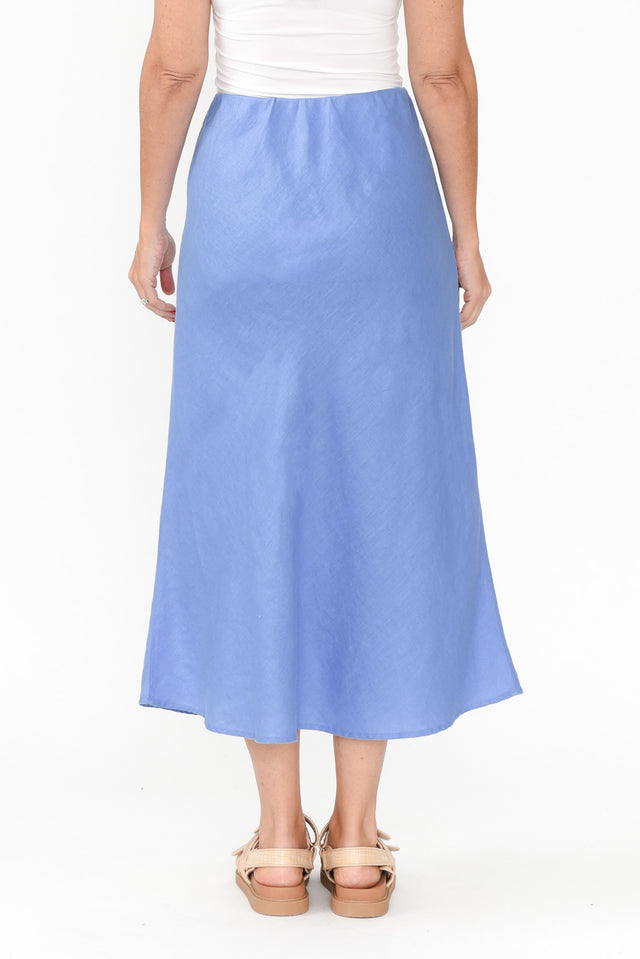 Eleni Blue Linen Blend Skirt