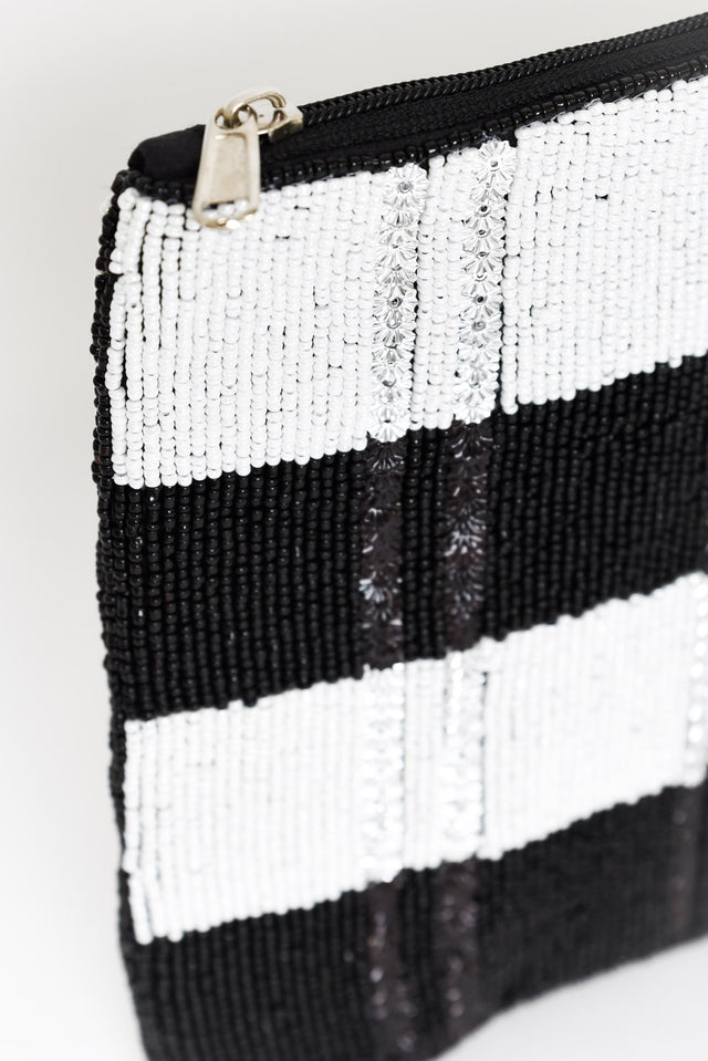Elestria Black Beaded Stripe Clutch image 3